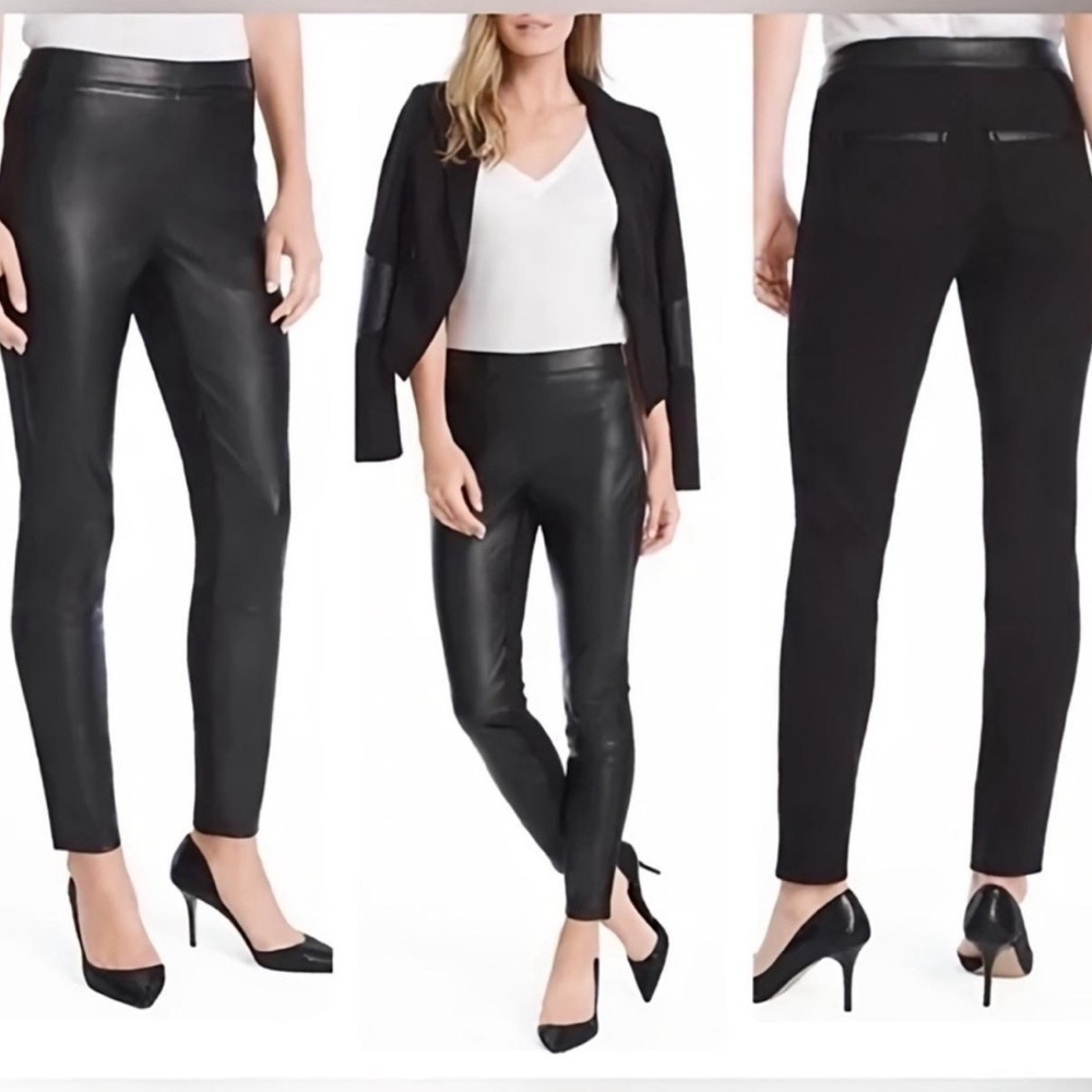 White House Black Market The Legging Black Faux Panel Leggings Size 8